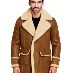 Men Brown Shearling Leather Coat