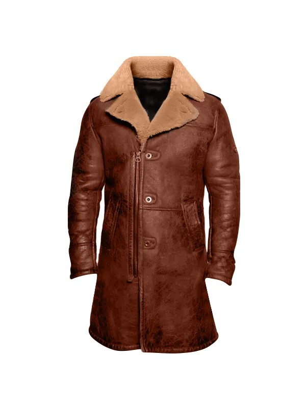Tan Bane Shearling Leather Trench Coat