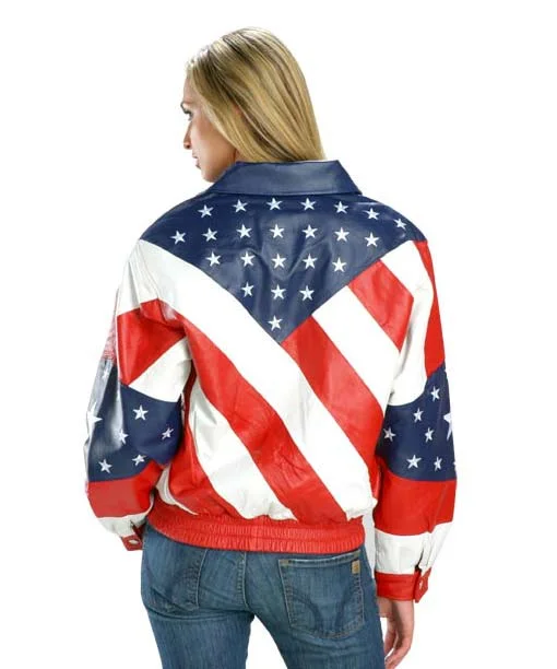 Womens American Flag Leather Jacket