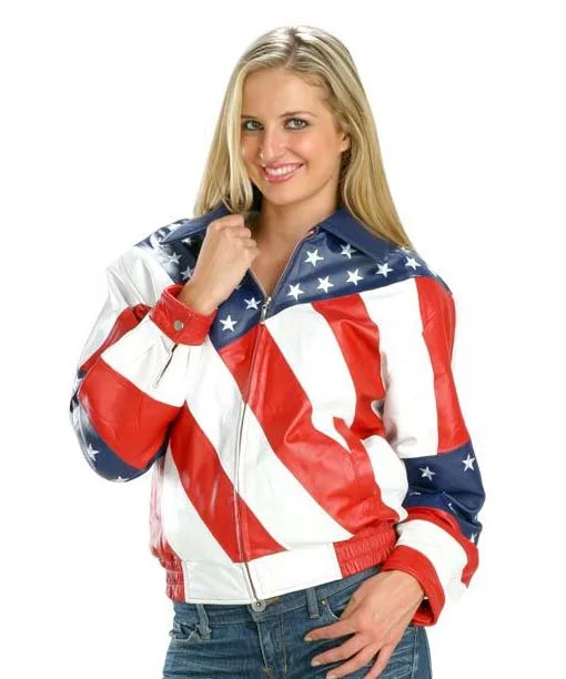 Womens American Flag Leather Jacket