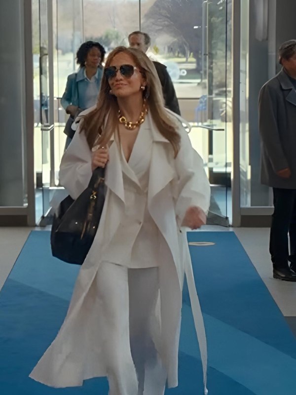Office Romance 2026 Jennifer Lopez White Trench Coat
