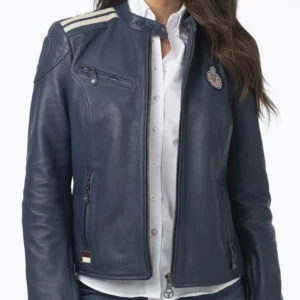 Automobile Club of Monaco Blue Motorcycle Leather Jacket