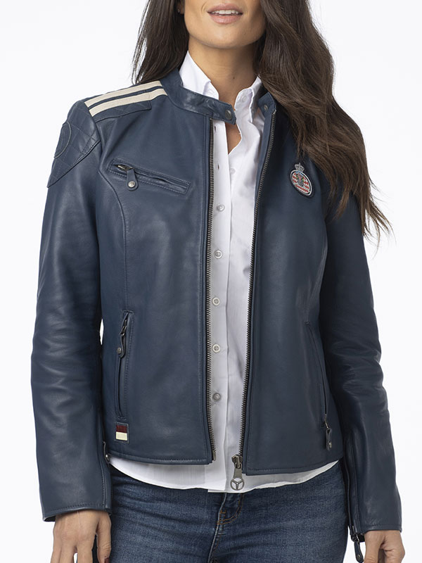 Automobile Club of Monaco Blue Motorcycle Leather Jacket