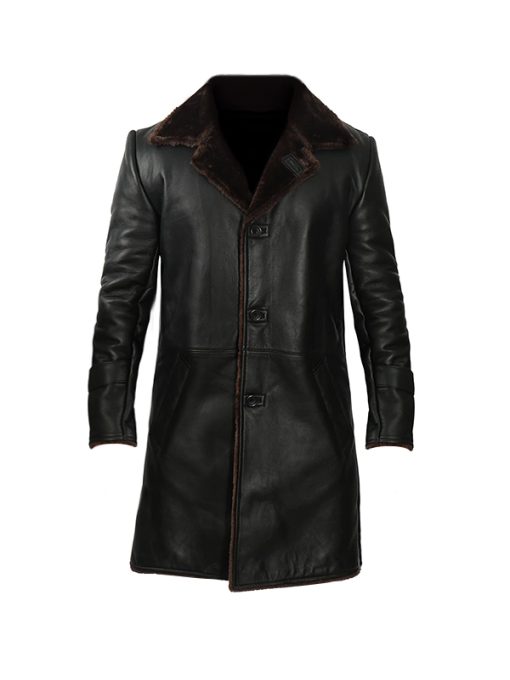 Men’s Dark Brown 3/4 Length Real Leather Coat