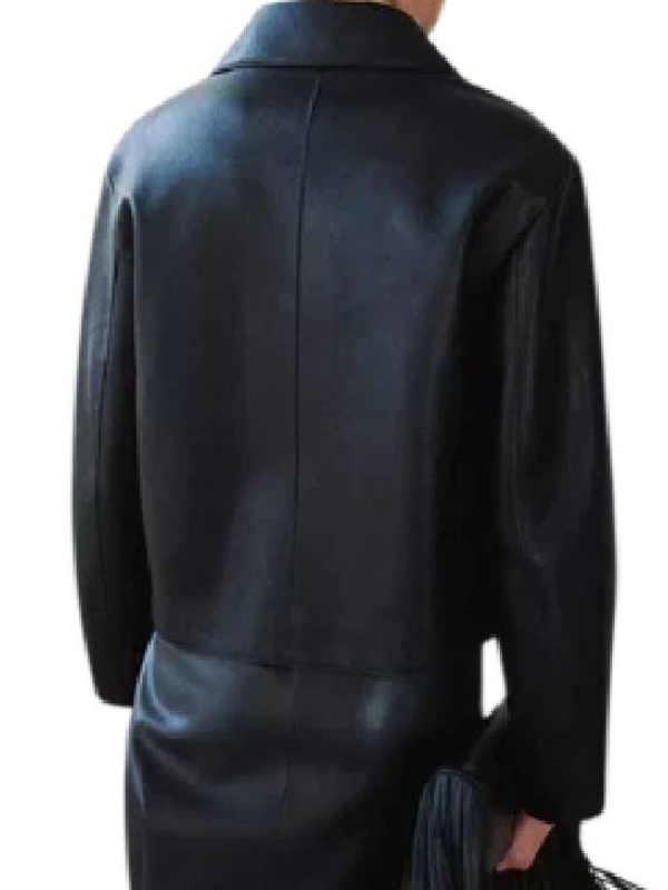 The Fortune 2026 Eleanor Tomlinson Collared Leather Jacket
