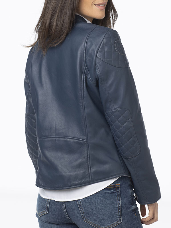 Automobile Club of Monaco Blue Motorcycle Leather Jacket