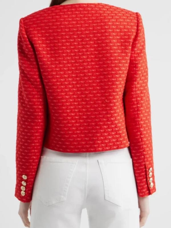 Fox And Friends Ainsley Earhardt Red Tweed Jacket