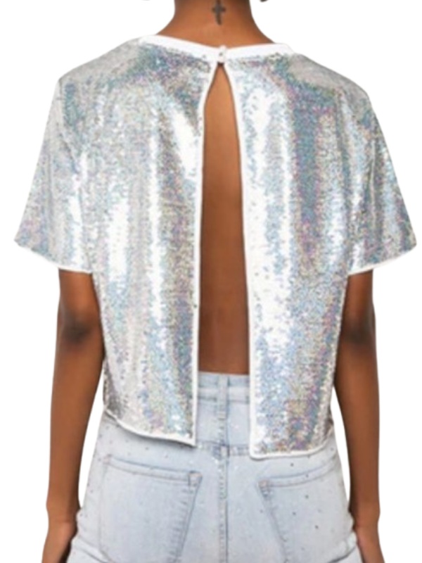 The Upshaws S6 Gabrielle Dennis Sequin Cropped Shirt