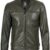 Dodge Mens Green Cafe Racer Real Leather Jacket