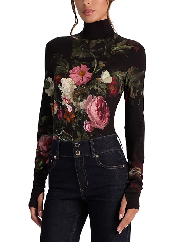 Hacks S5 Jean Smart Floral Turtleneck Fitted Top