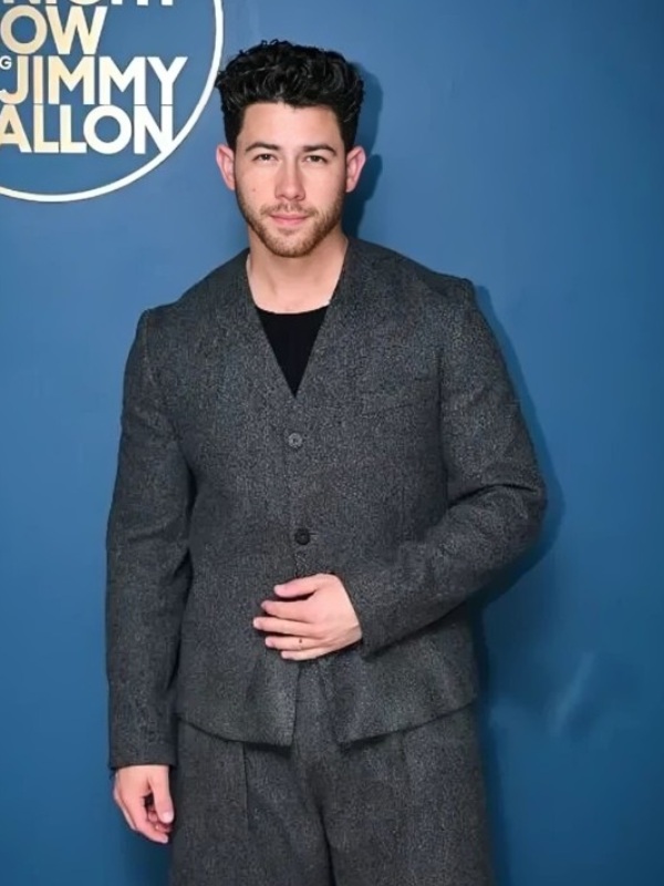 Jimmy Fallon Show S13 Nick Jonas Collarless Wool Blazer