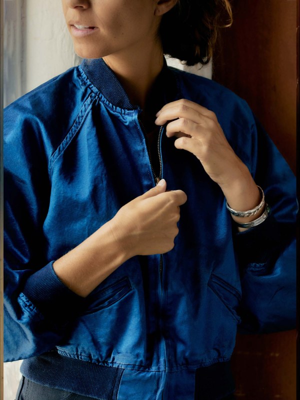 The Four Seasons S2 Kerri Kenney Blue Satin Bomber Jacket