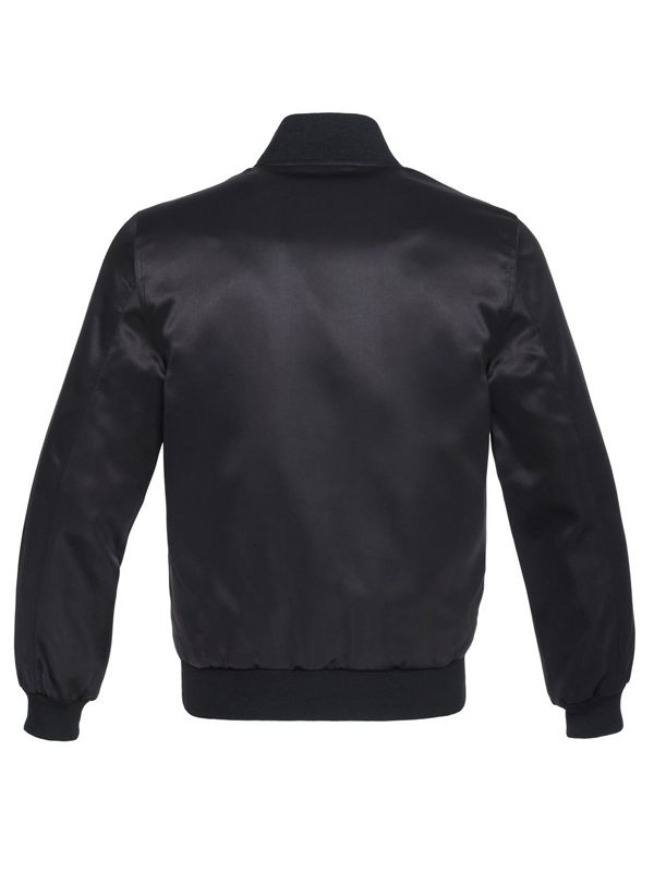 Mens Black Satin Bomber Jacket