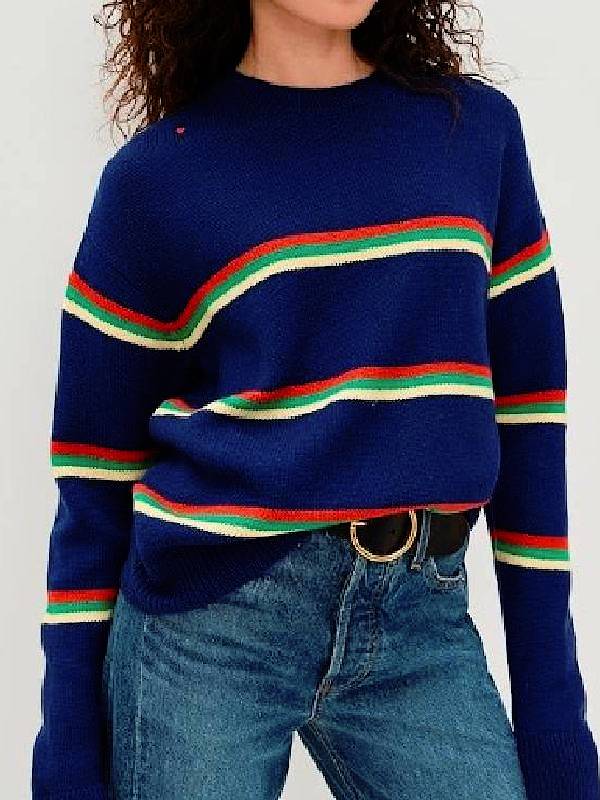 Shrinking S3 Christa Miller Multi Stripe Blue Sweater