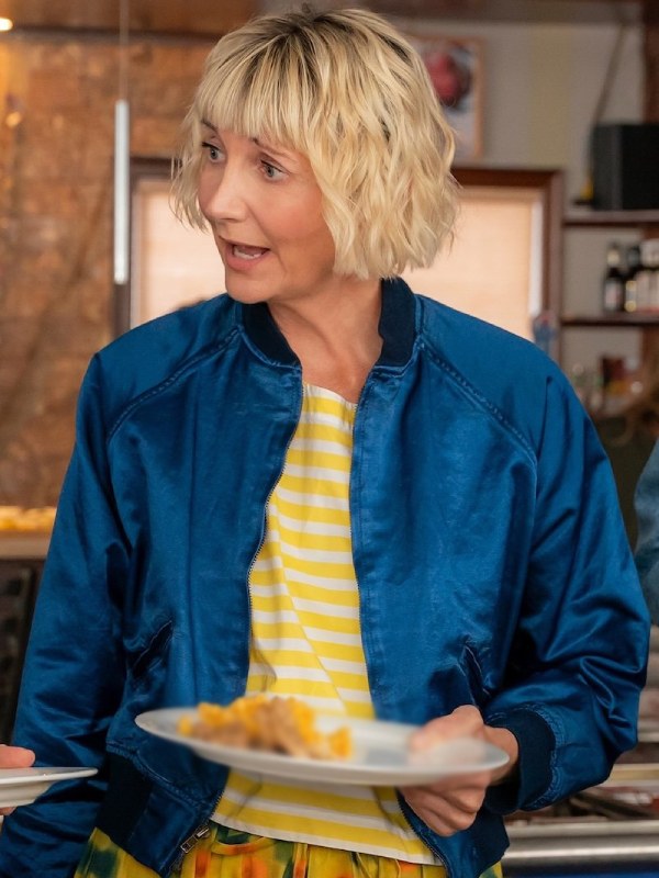 The Four Seasons S2 Kerri Kenney Blue Satin Bomber Jacket