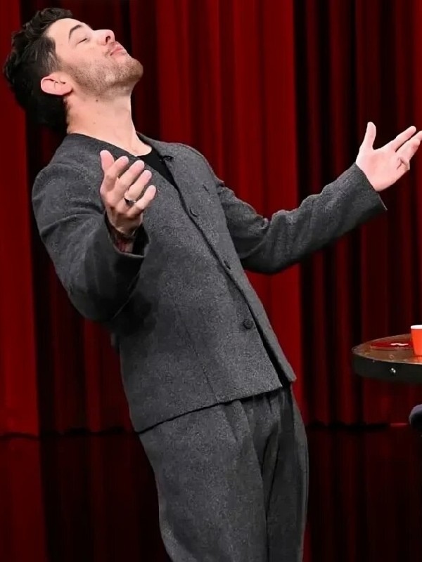 Jimmy Fallon Show S13 Nick Jonas Collarless Wool Blazer
