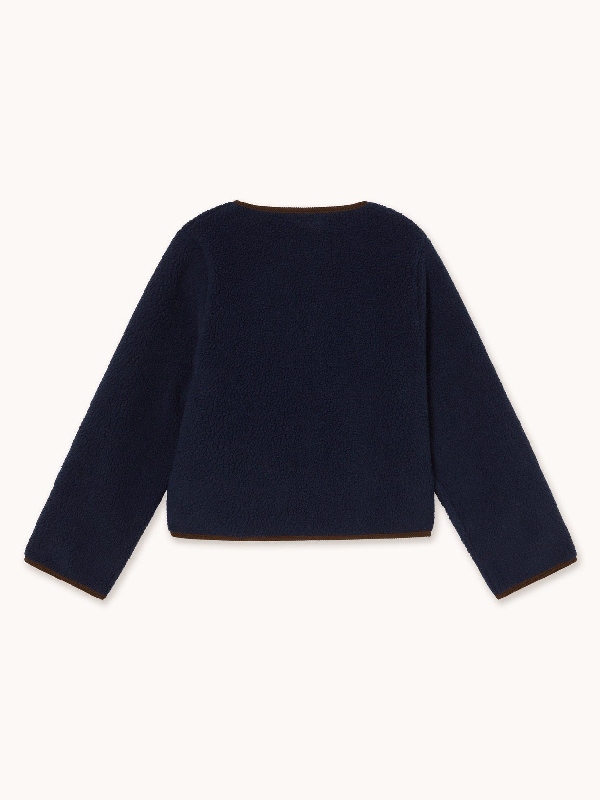 The Four Seasons S2 Tina Fey Navy and Brown Sherpa Jacket