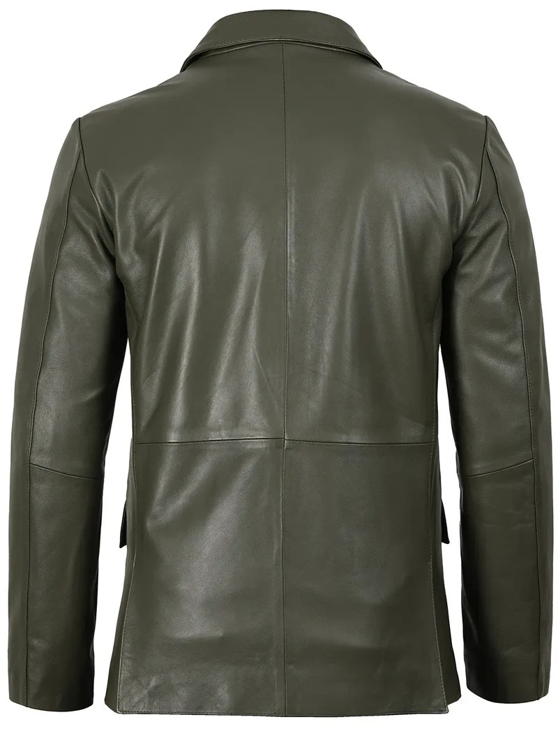 Men’s Dark Green Real Leather Blazer