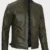 Men’s Olive Green Café Racer Leather Jacket | Quilted Shoulder Style