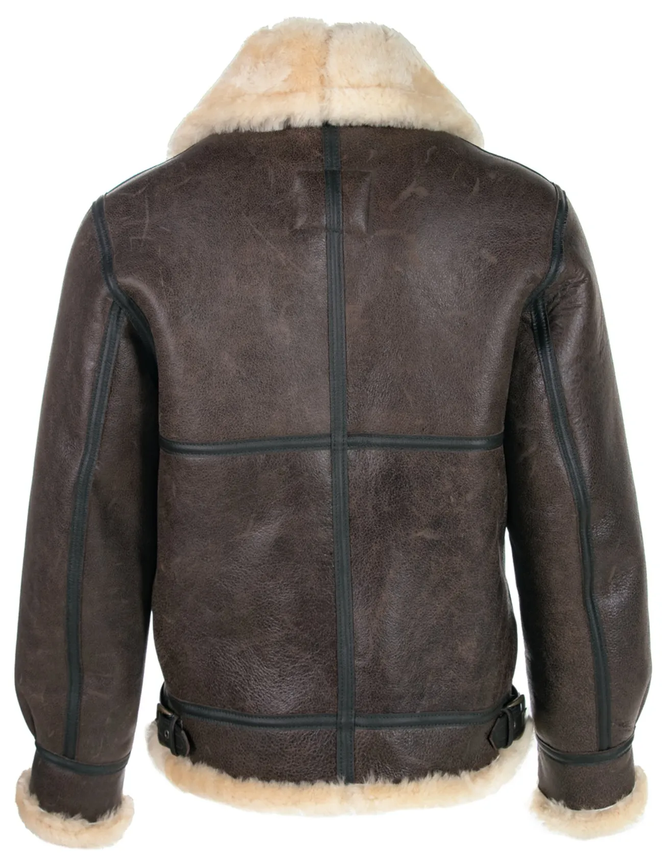 B-3 Sheepskin Leather Bomber Jacket - Image 3