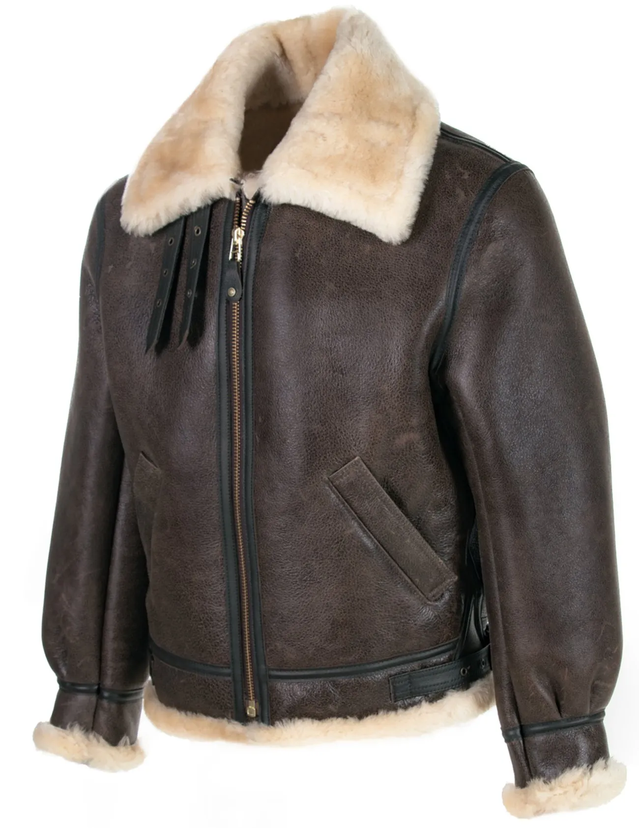 B-3 Sheepskin Leather Bomber Jacket - Image 2