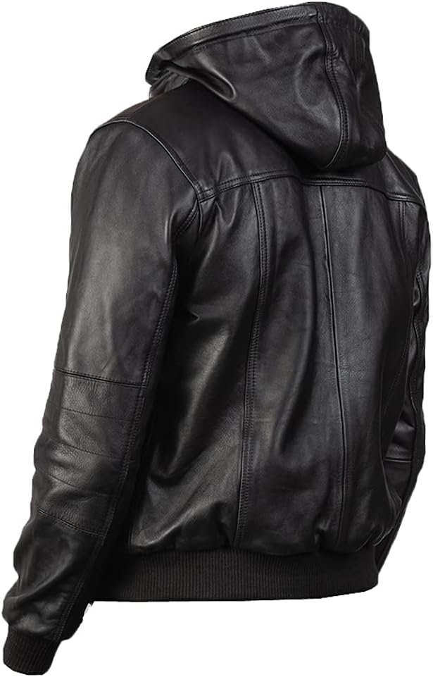 Bouncer Biz Black Leather Bomber Jacket - Image 3