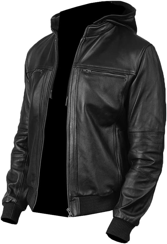 Bouncer Biz Black Leather Bomber Jacket - Image 2