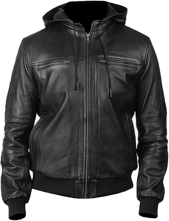 Bouncer Biz Black Leather Bomber Jacket