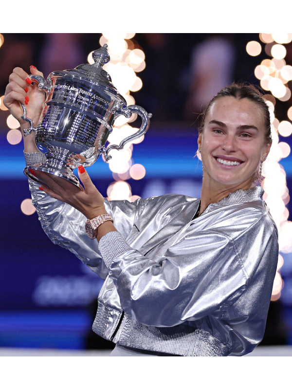 Aryna Sabalenka 2025 US Open Silver Crop Jacket - Image 2