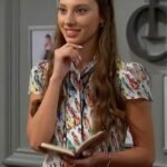 Bold and the Beautiful Sydney Bullock Printed Tie-Neck Top