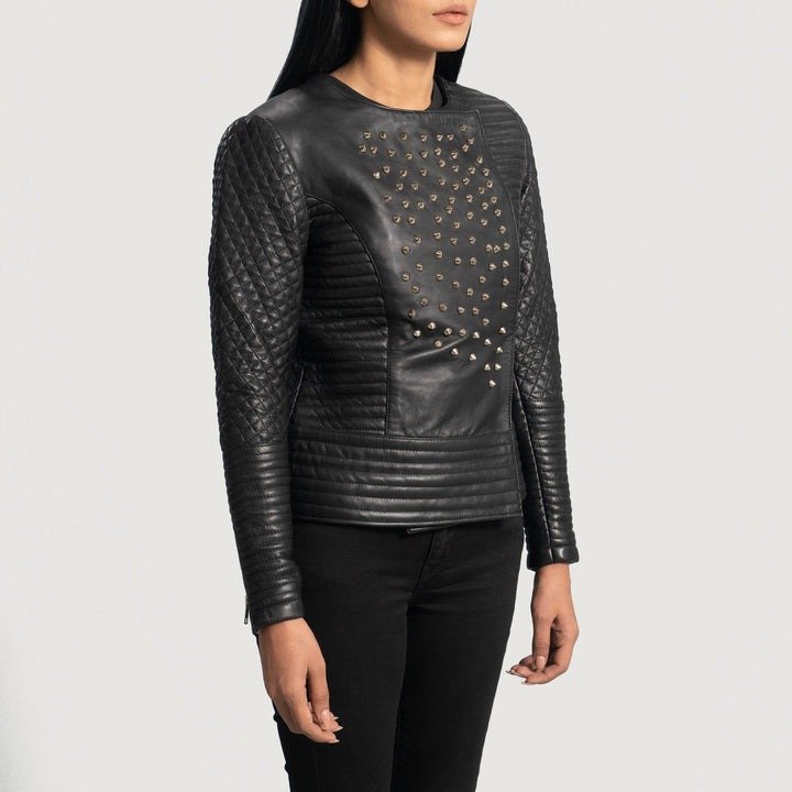 Exclusive Celeste Studded Black Leather Jacket | Jacket Nova - Image 2