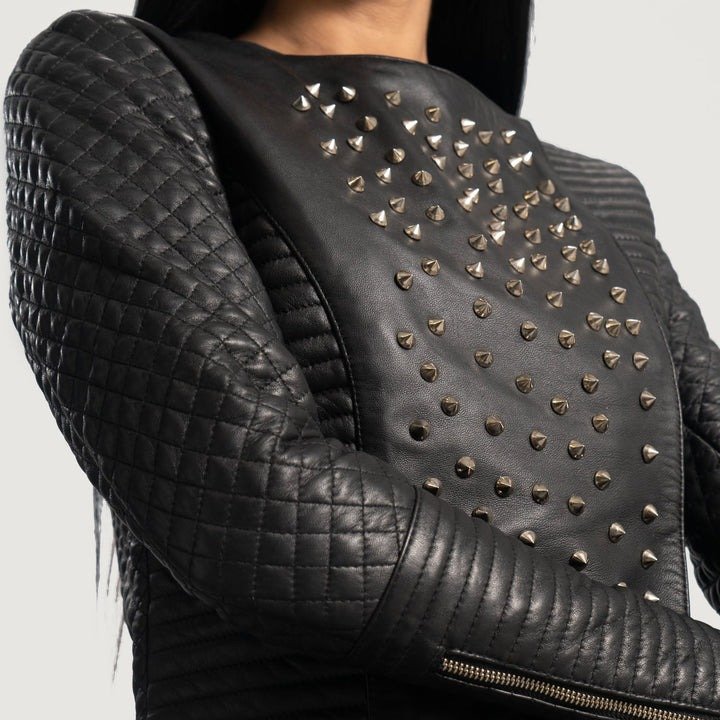 Exclusive Celeste Studded Black Leather Jacket | Jacket Nova - Image 3