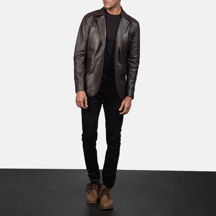Daron Brown Leather Blazer - Image 4
