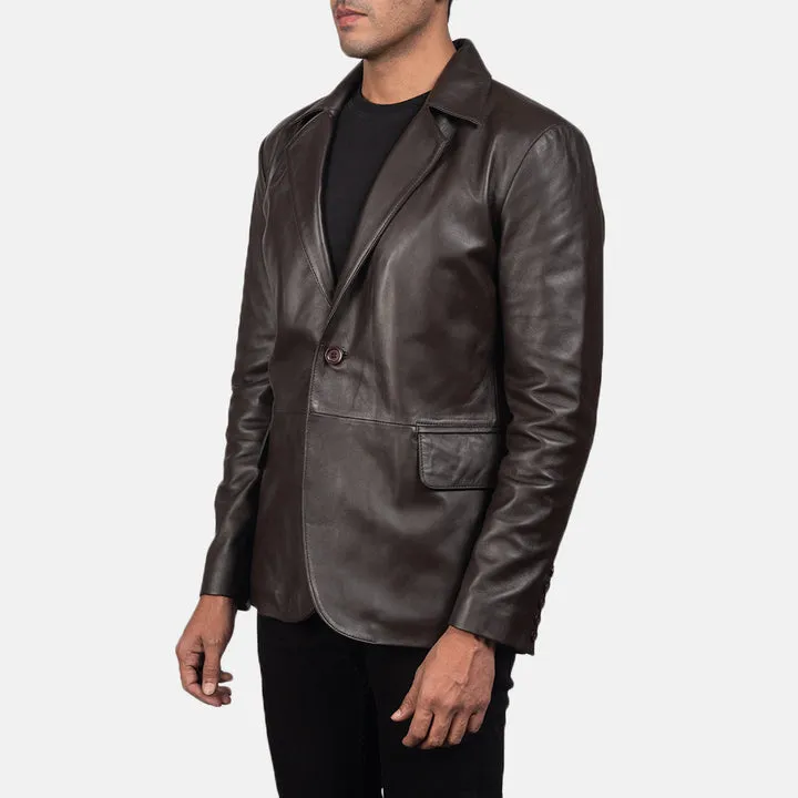 Daron Brown Leather Blazer - Image 3