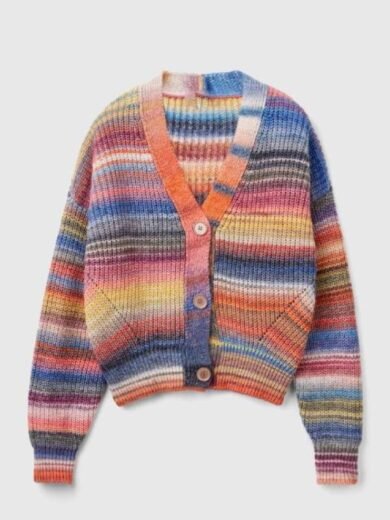 Off Campus Season 1 Ella Bright Multicolor Striped Cardigan