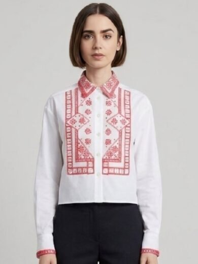 Emily in Paris S6 Lily Collins Embroidered Shirt