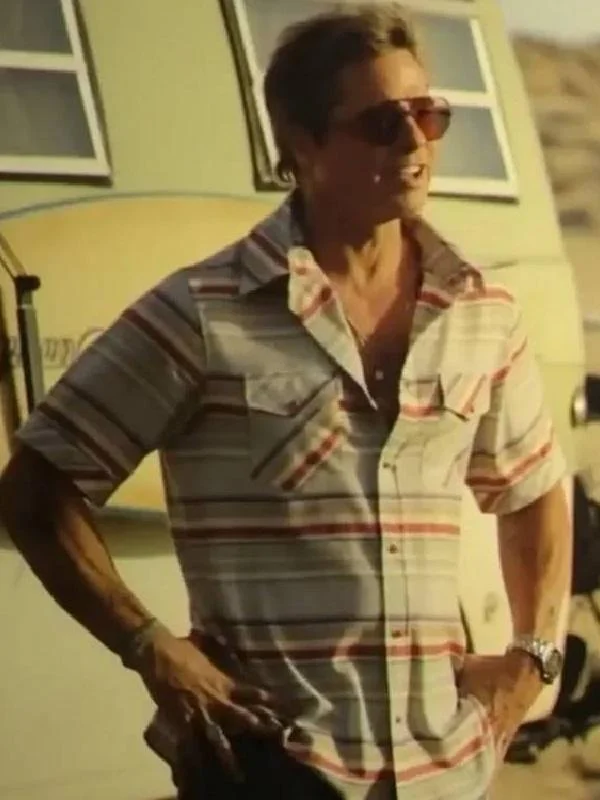 F1 The Movie 2025 Brad Pitt Striped Shirt - Image 2
