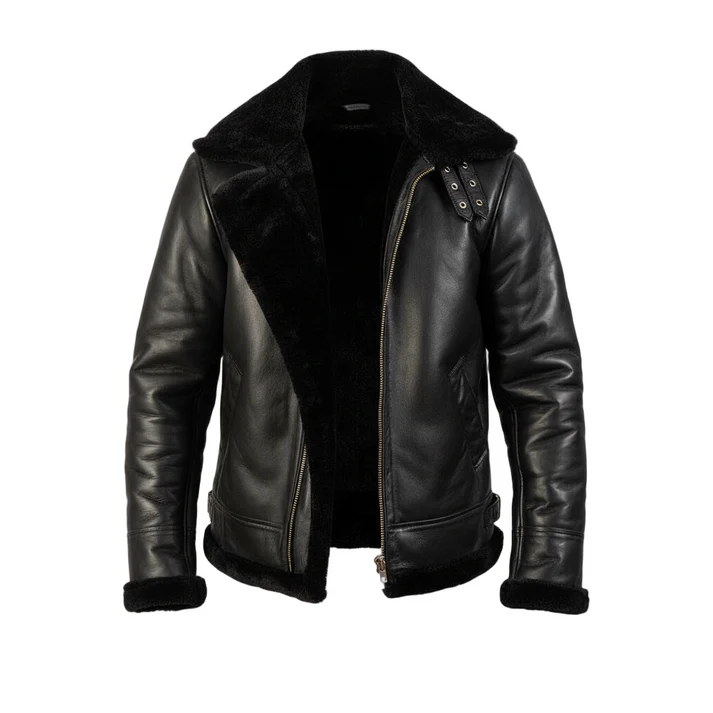 Francis B-3 Black Leather Bomber Jacket