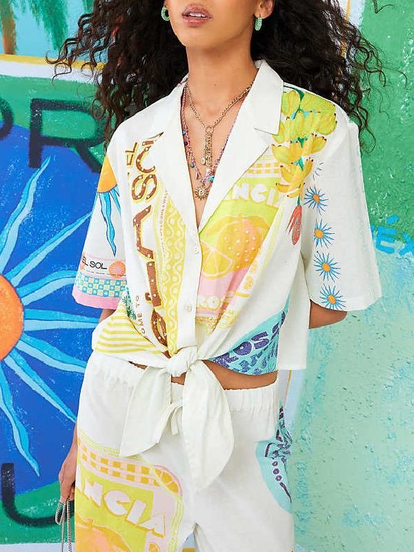 G’wed S3 Leanne Best Printed Tie Front Shirt - Image 2