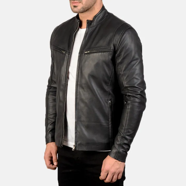 Ionic Black Leather Jacket - Image 2