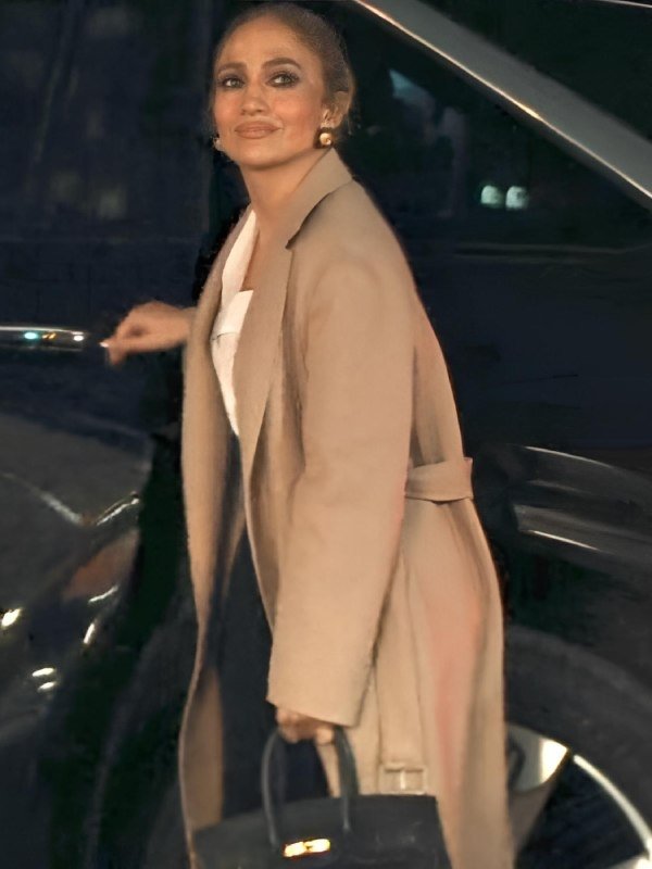 Office Romance 2026 Jennifer Lopez Camel Wool Coat - Image 2