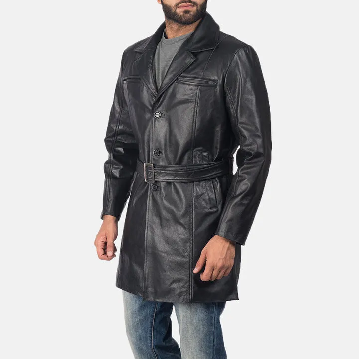 Jordan Black Leather Coat - Image 2
