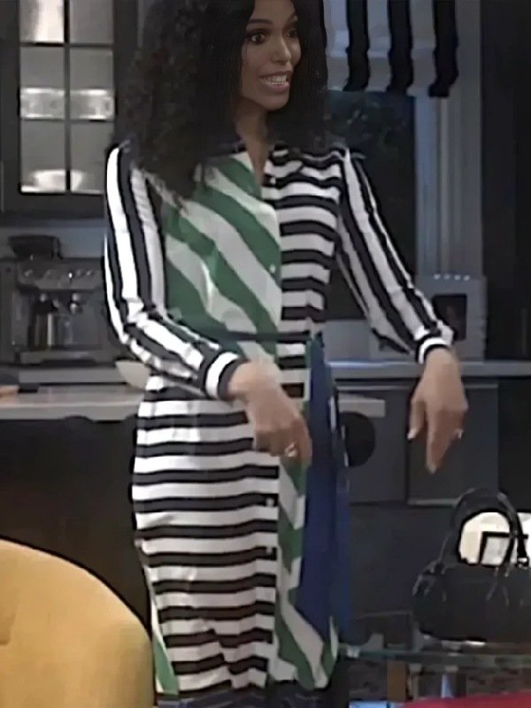 Beyond the Gates 2026 Karla Mosley Striped Shirtdress