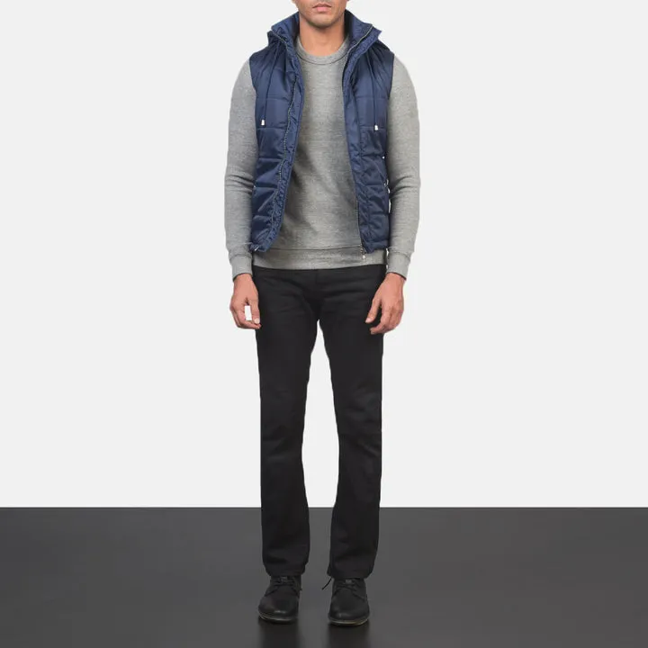 Fuston Blue Hooded Puffer Vest - Image 3