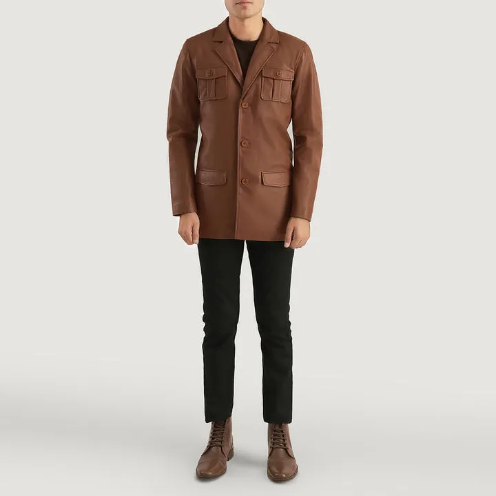 Ray Cutler Brown Leather Blazer - Image 3