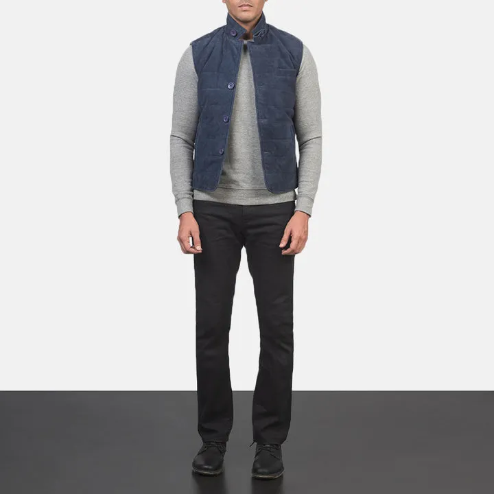 Tony Blue Suede Vest - Image 3