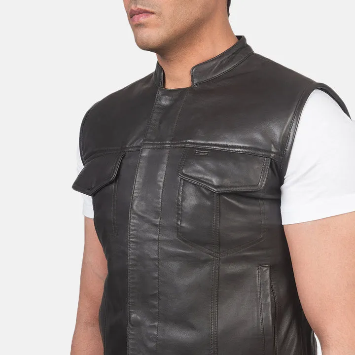 Atlas Moto Black Leather Vest - Image 6
