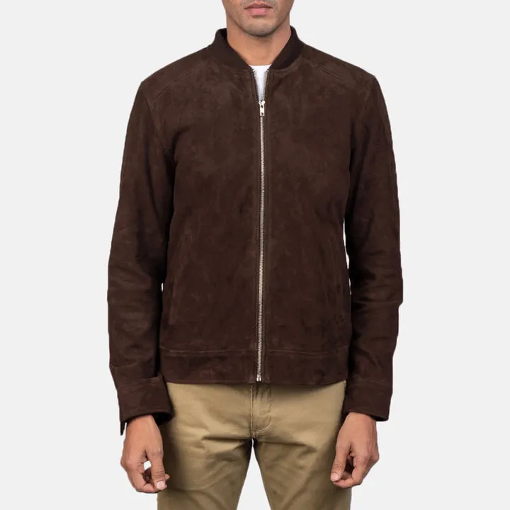 Blain Mocha Suede Bomber Jacket - Image 4