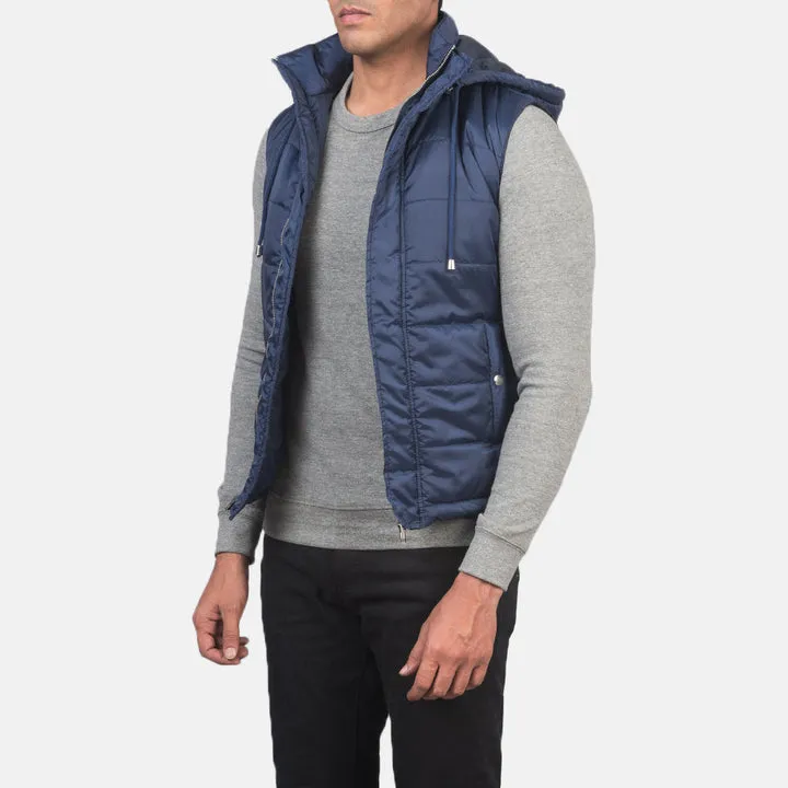 Fuston Blue Hooded Puffer Vest - Image 2