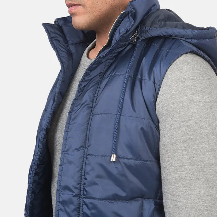 Fuston Blue Hooded Puffer Vest - Image 6